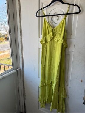 Lulus Lime Green Ruffled Slip Dress
